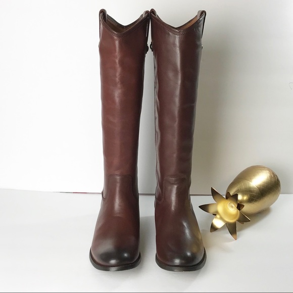 Frye Mellisa Tall Boots Button Pull-on Redwood - Picture 2 of 8